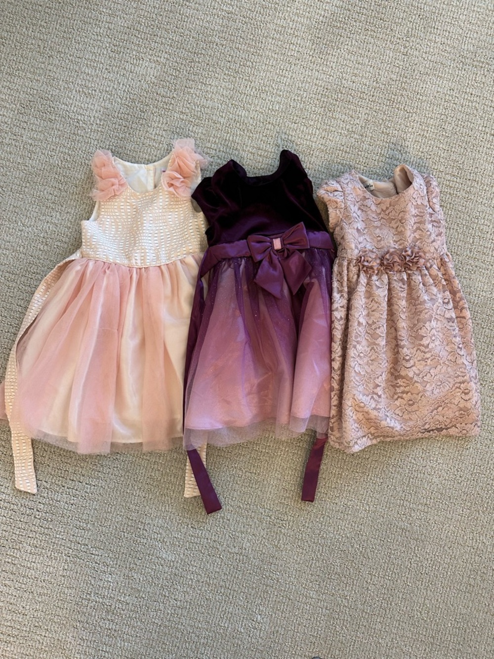 Girls' Purple & Pink Ombre Tulle Party Dress with Bow